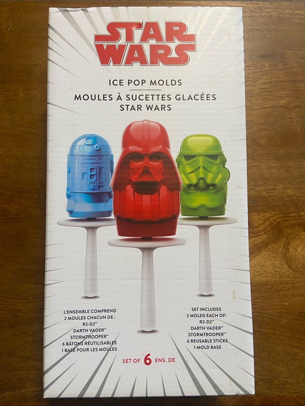 Williams Sonoma Star Wars Ice Pop Molds 6 pc- Stormtrooper, R2-D2 & Darth Vader